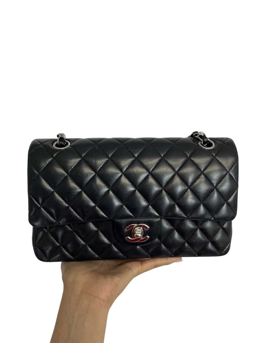 CHANEL Classic Double Flap Black Leather Bag