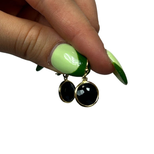 Ippolita 18kt Gold Earrings – Round Black Quartz on French Wires
