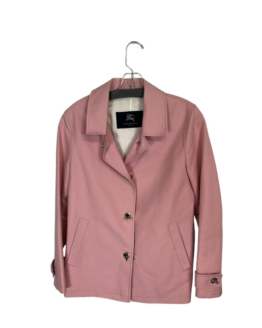 BURBERRY Pink Silver Toggle Mid-Length Jacket (Size L)