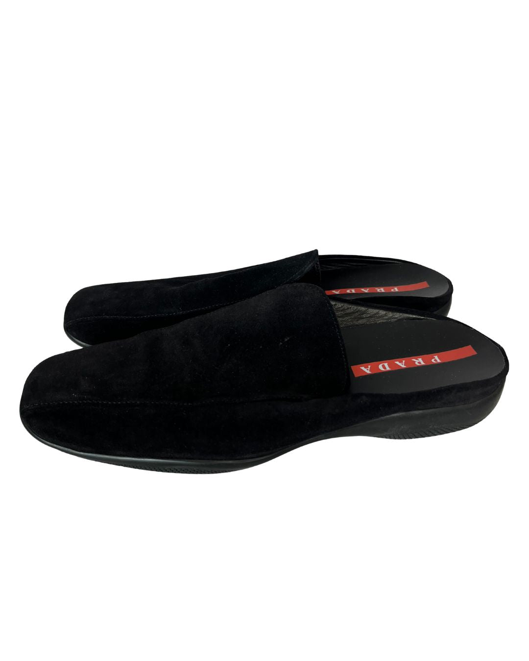 PRADA Black Suede Flat Mules (Size 9.5)