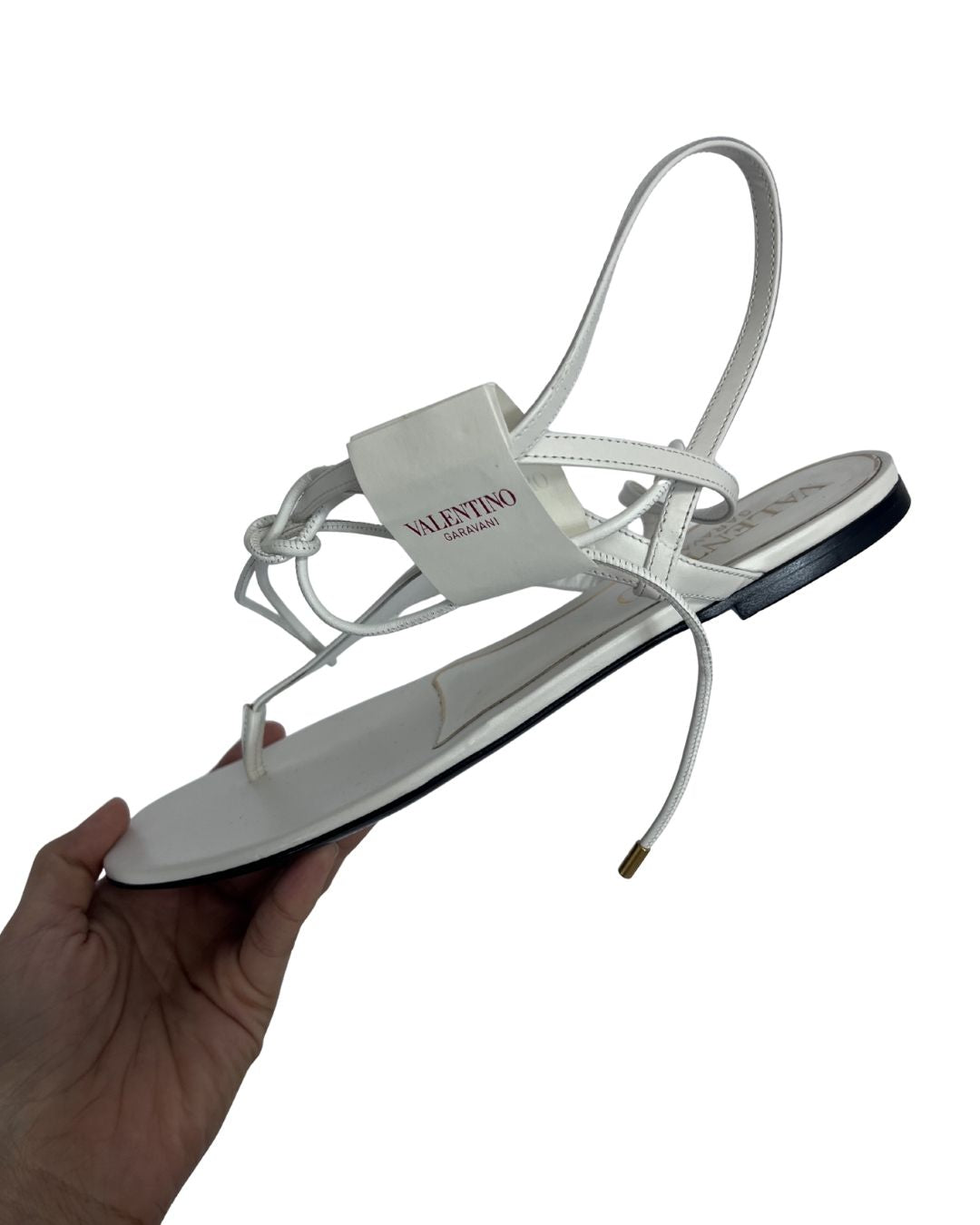 VALENTINO VLogo Chain White Sandals (Size 39)