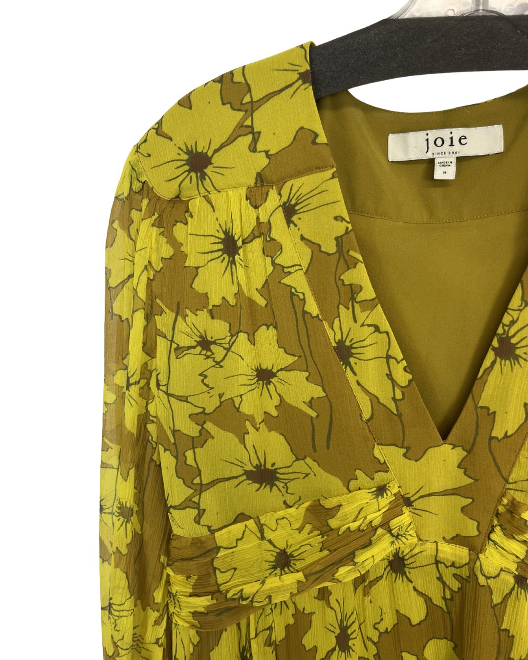 JOIE Yellow Floral Midi Dress (Size M)