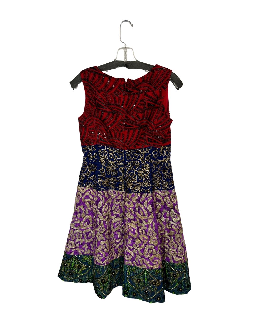 OSCAR DE LA RENTA Silk Embroiedered Colorblock Dress (Size 6)