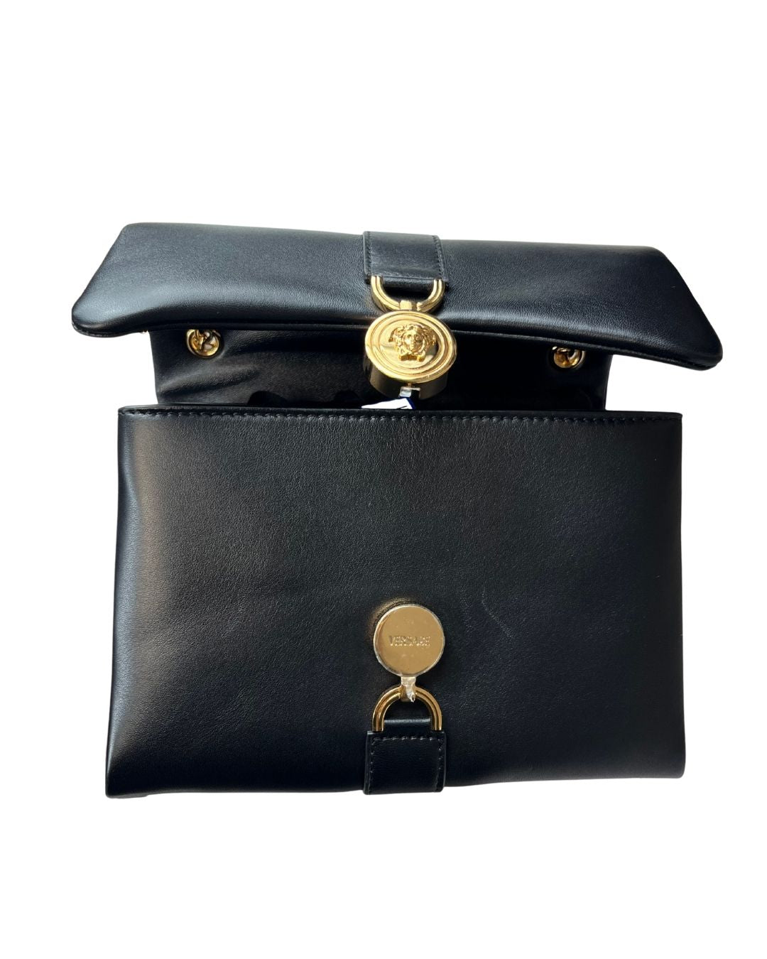 VERSACE Medusa '95 Kleio Flap Black Shoulder Bag Purse