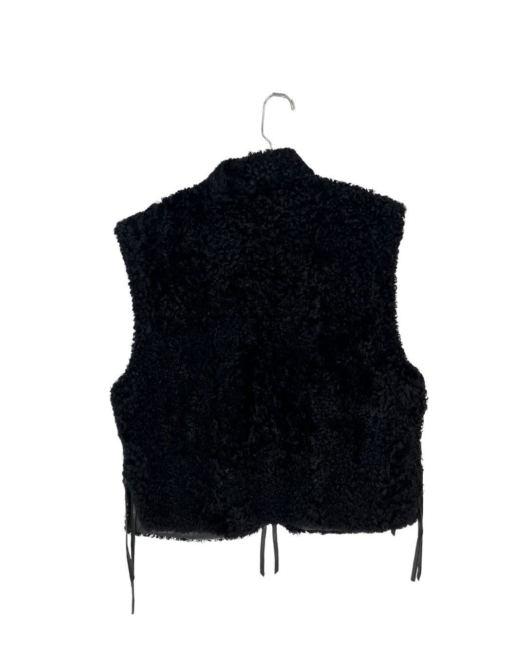 CYNTHIA ROWLEY Black Faux Fur Vest (Size M)