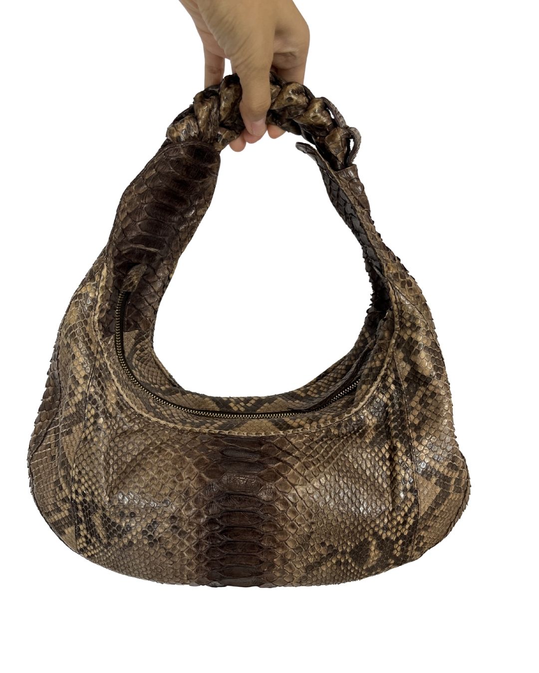 NANCY GONZALEZ Snake Skin Brown Handbag
