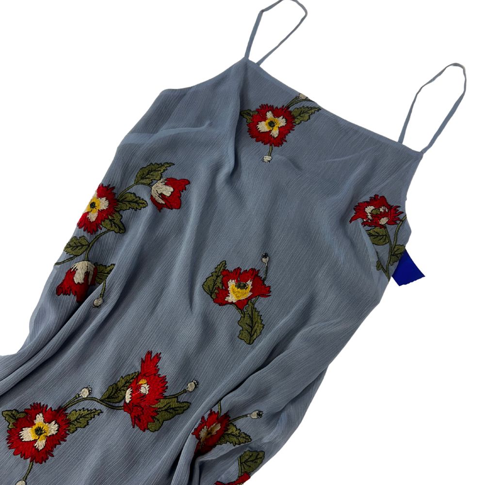 Rag & Bone Floral Dress – Blue with Red & Green Print, Spaghetti Straps (Size 0)