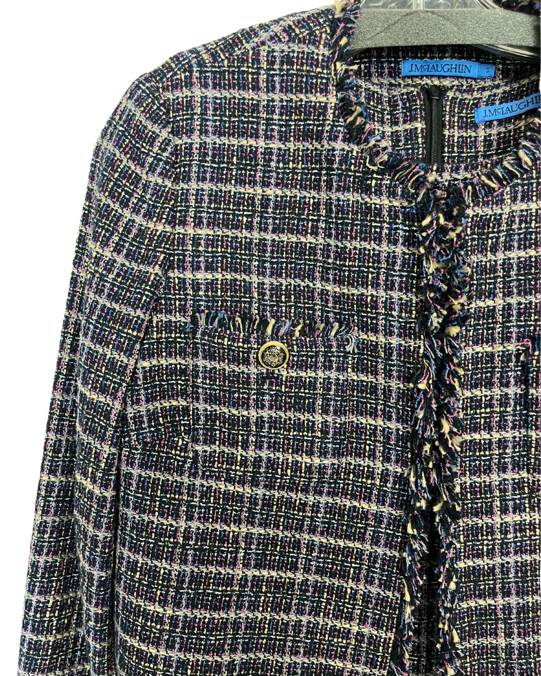 J. McLAUGHLIN Navy Tweed Dress & Jacket Set (Size S)