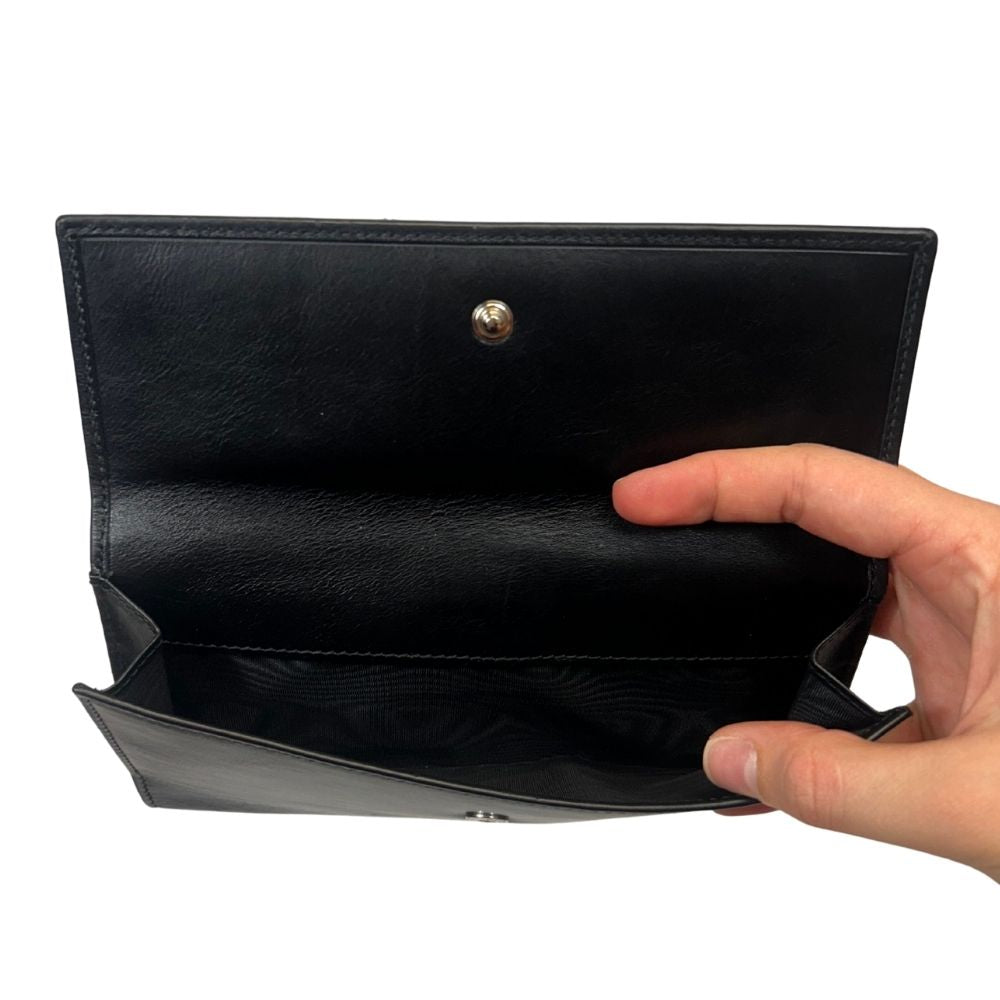 Gucci Black Continental Wallet – Interlocking G with Silvertone Studs (With Box)