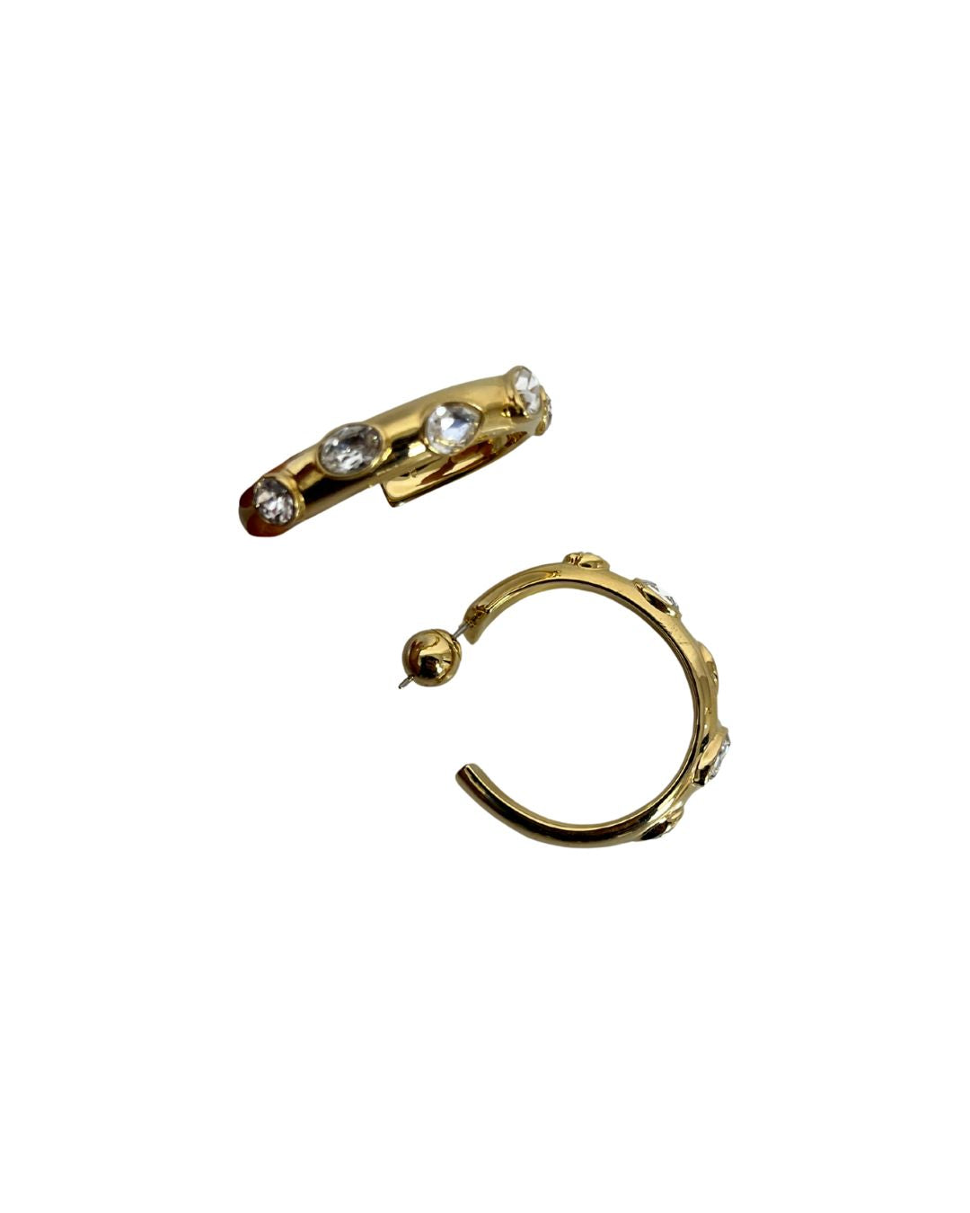 SWAROVSKI Dextera White Crystal Gold Hoop Earrings