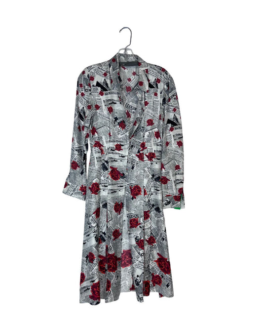GABRIELA HEARST Newspaper Print Shirt Dress (Size 8)