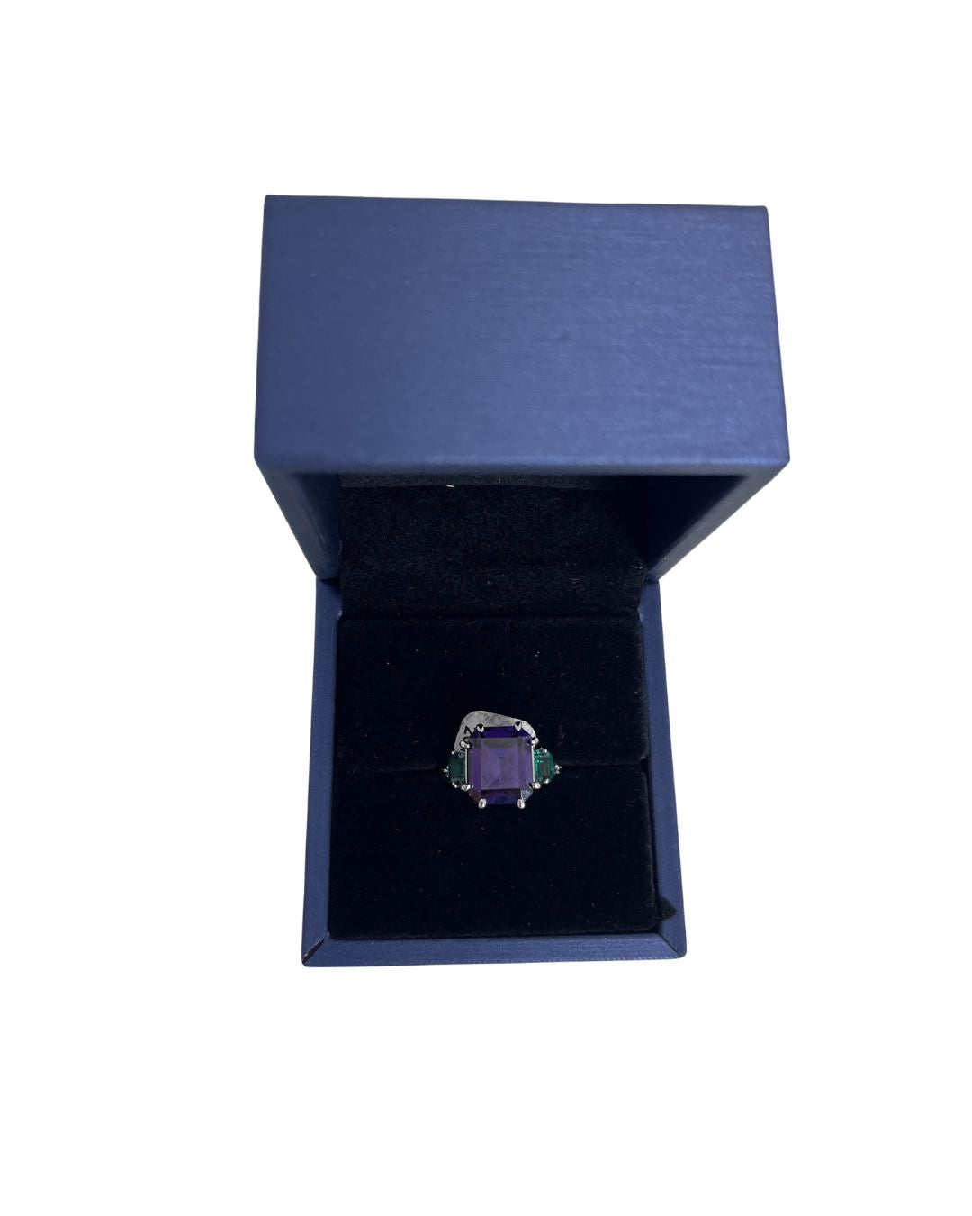 ITALO JEWELRY Emerald Green & Purple Amethyst Ring (Size 4.5)