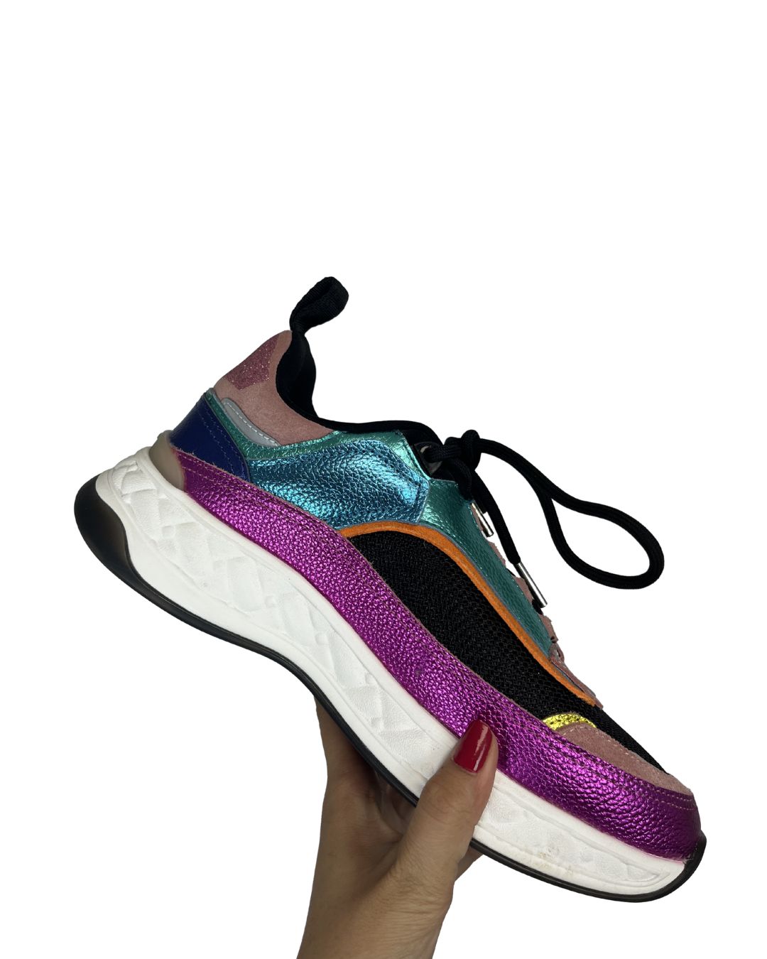 KURT GEIGER London Kensington Multi-Color Metallic Sneakers (Size 8)
