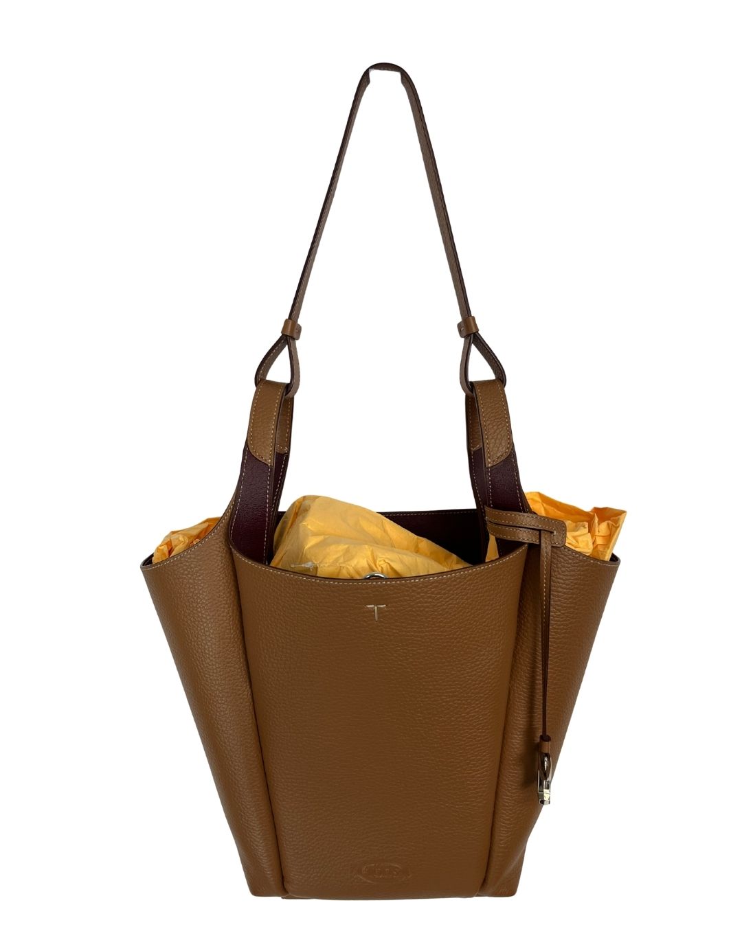TOD'S T Timeless Brown  Leather Bucket Bag