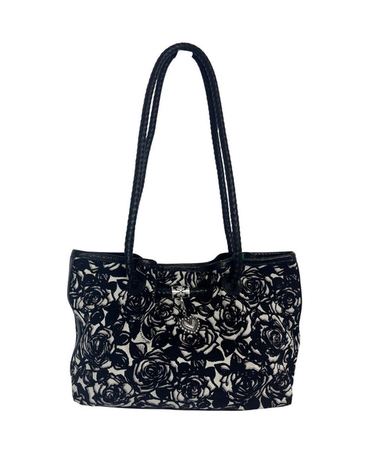 BRIGHTON Black & White Floral Shoulder Bag