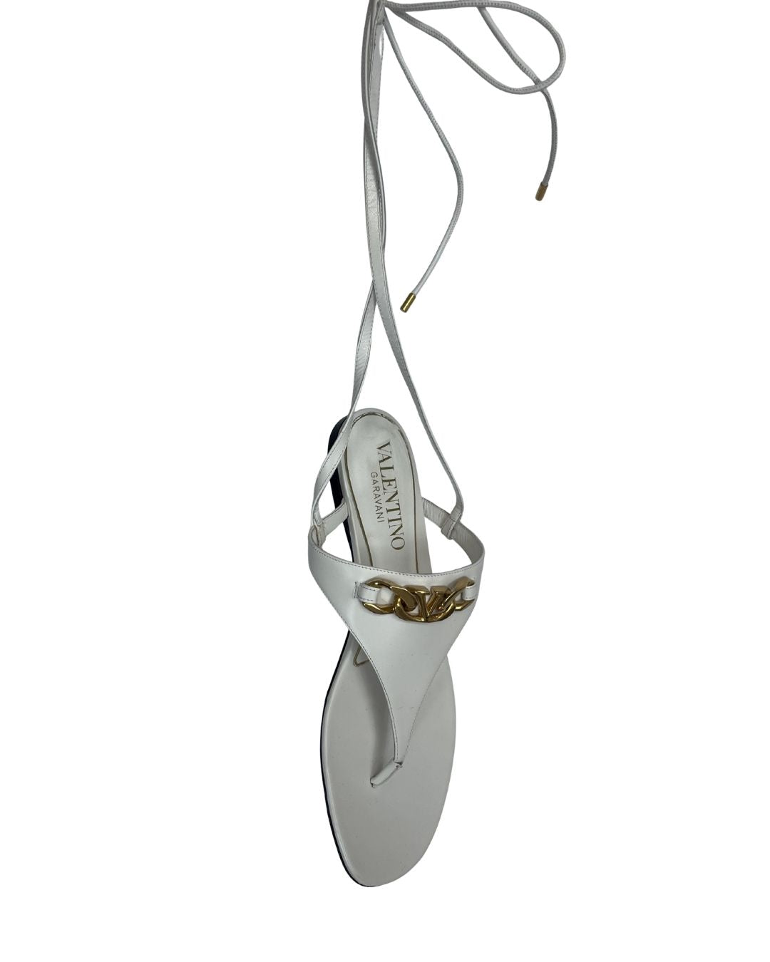 VALENTINO VLogo Chain White Sandals (Size 39)