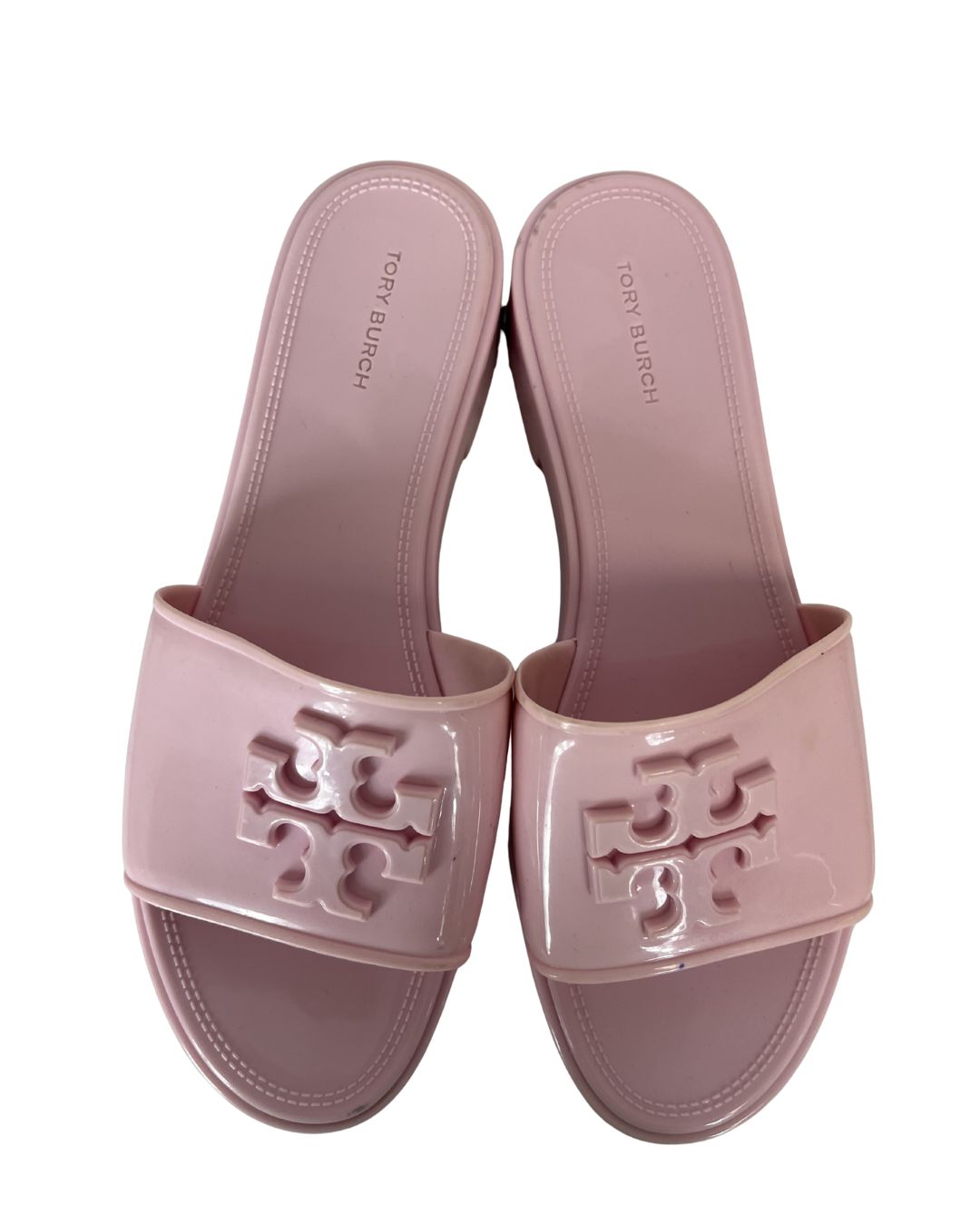 TORY BURCH Eleanor Pink Jelly Slides (Size 7)