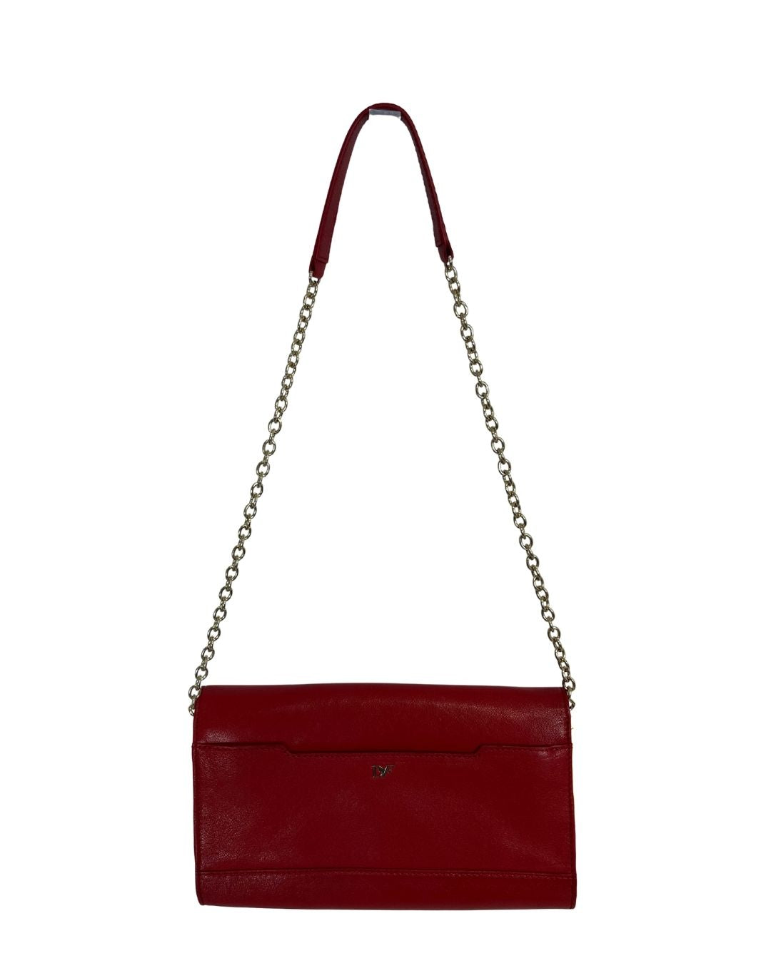 DIANE VON FURSTENBERG Red Leather Flirty Lips Shoulder Bag