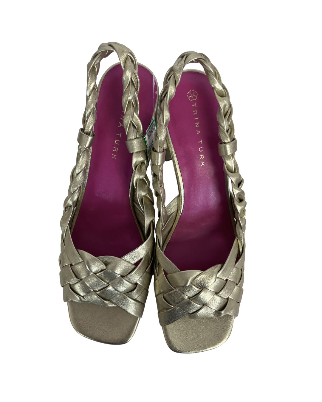 TRINA TURK Metallic Gold Braided Block Heels (Size 8.5)
