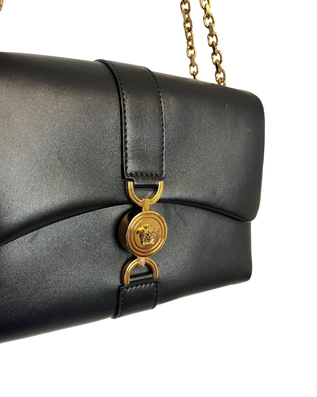 VERSACE Medusa '95 Kleio Flap Black Shoulder Bag Purse