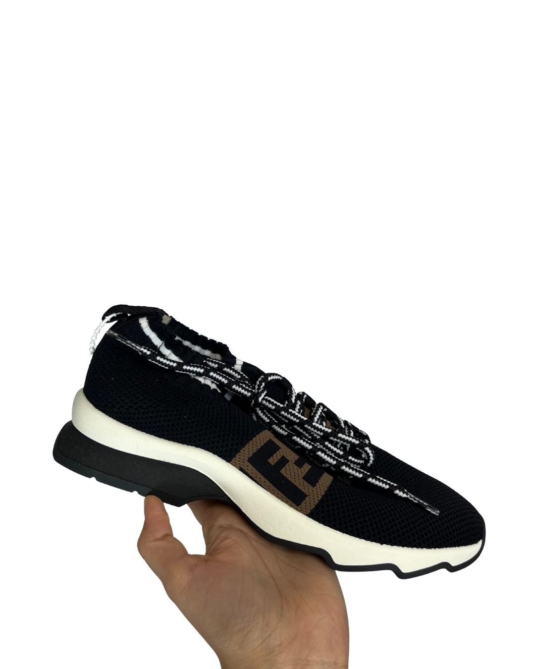 FENDI Zucca FF Logo Printed Black Sneakers (Size 38)