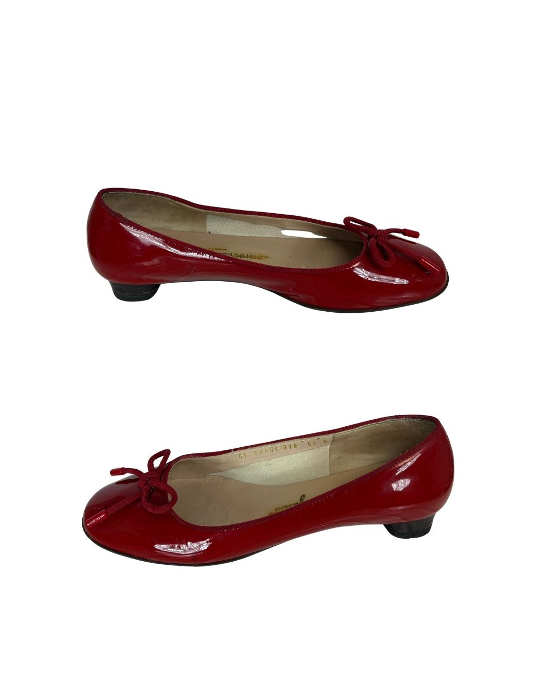 FERRAGAMO Red Leather Ballet Flats (Size 6.5)