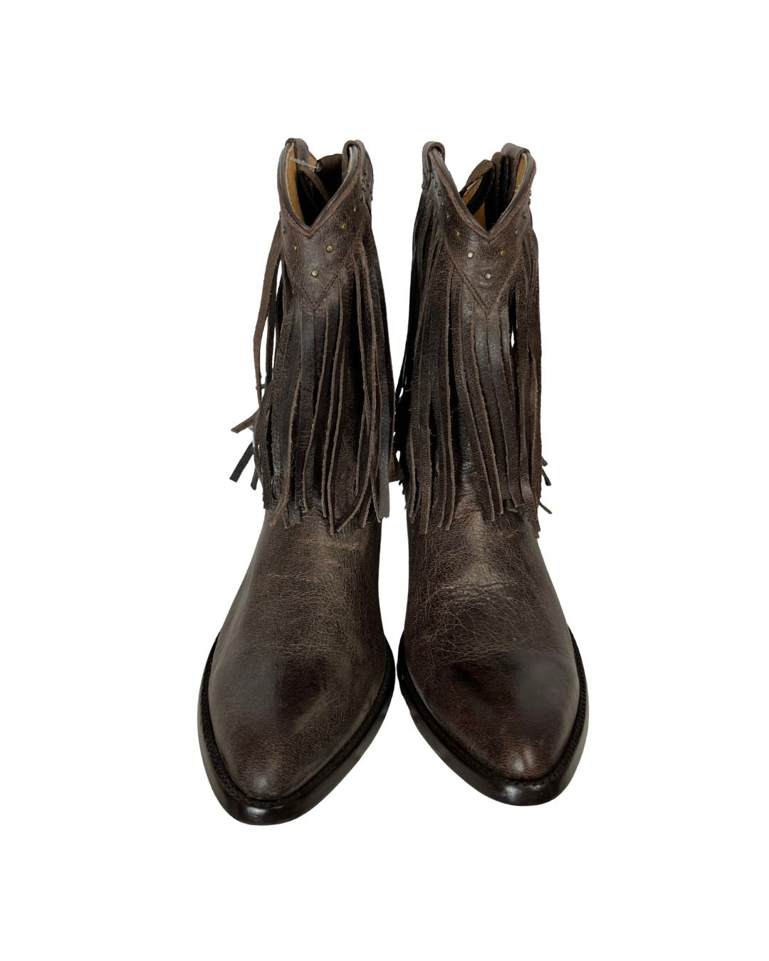 OLD GRINGO Yippee Ki Yay Brown Leather Fringe Cowboy Boots (US 9)