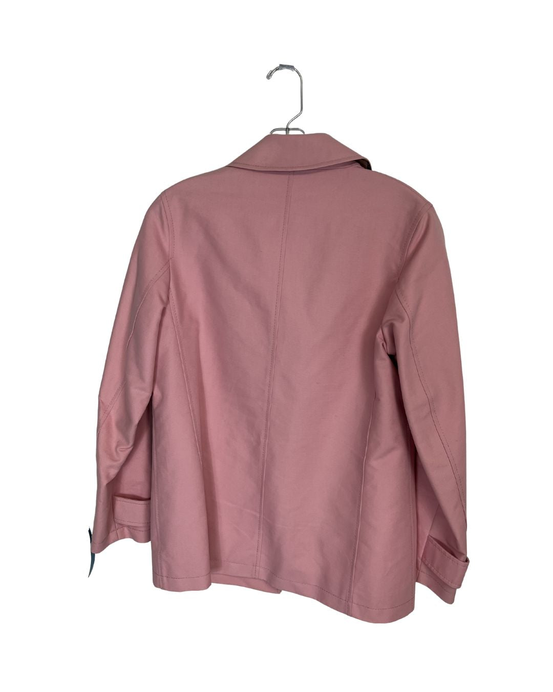 BURBERRY Pink Silver Toggle Mid-Length Jacket (Size L)