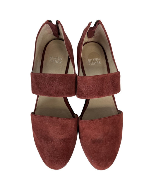 EILEEN FISHER Marlow Red Suede Wedge Shoes (Size 7)