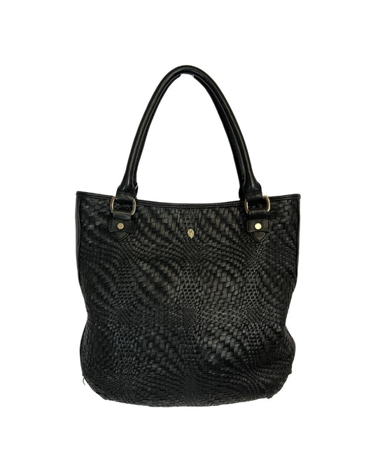HELEN KAMINSKI Black Woven Leather Tote Bag