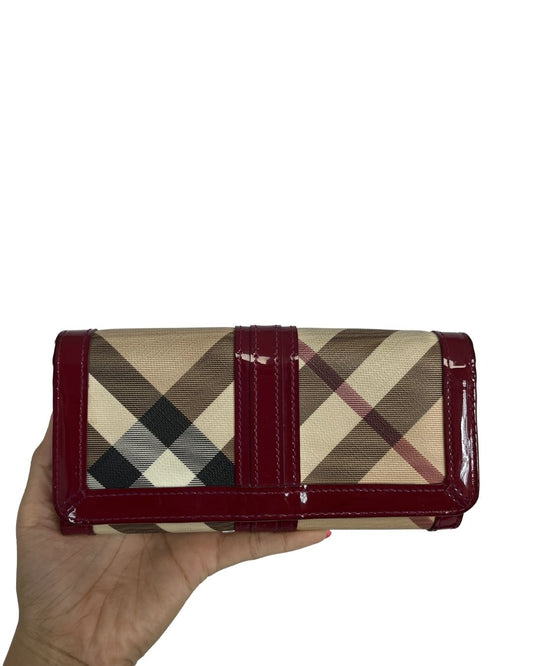 BURBERRY Raspberry Nova Check Fold Wallet