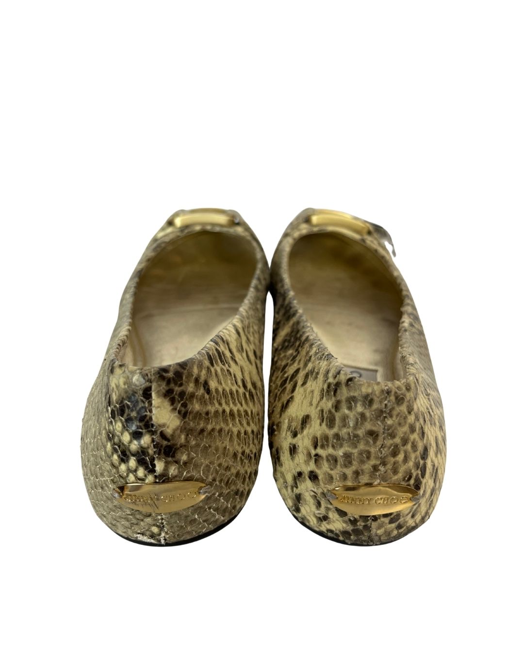 JIMMY CHOO Morse Brown Snakeskin Ballet Flats (Size 10.5)