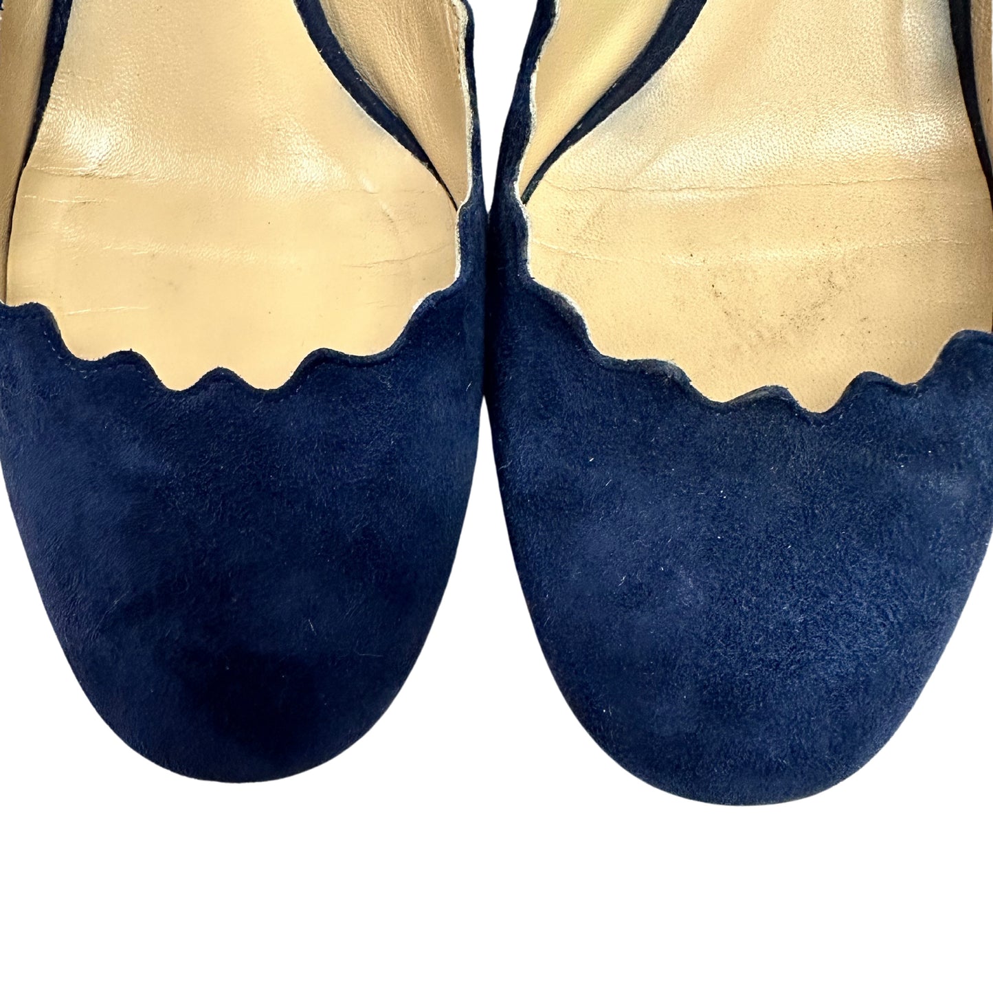 CHLOE Navy Suede Scallop Heels