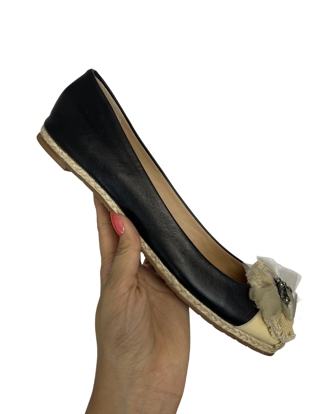 KATE SPADE Black & White Leather Ballet Flats (Size 8)