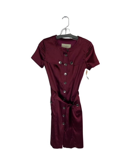 BURBERRY Burgundy Silk Button Down Dress (Size 4)