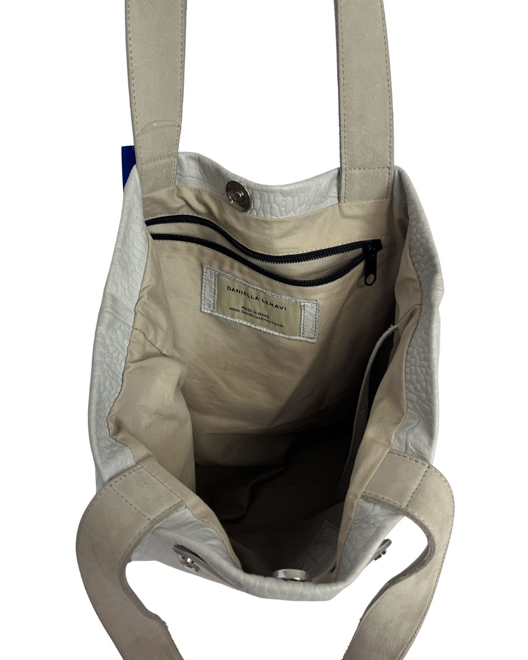 DANIELLA LEHAVI Light Gray Leather Tote Bag