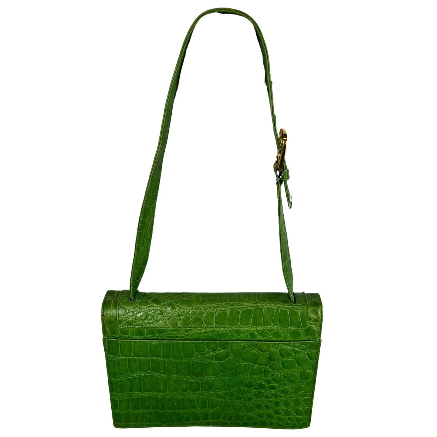 CAROLINA HERRERA Vintage Green Faux Crocodile Skin Handbag