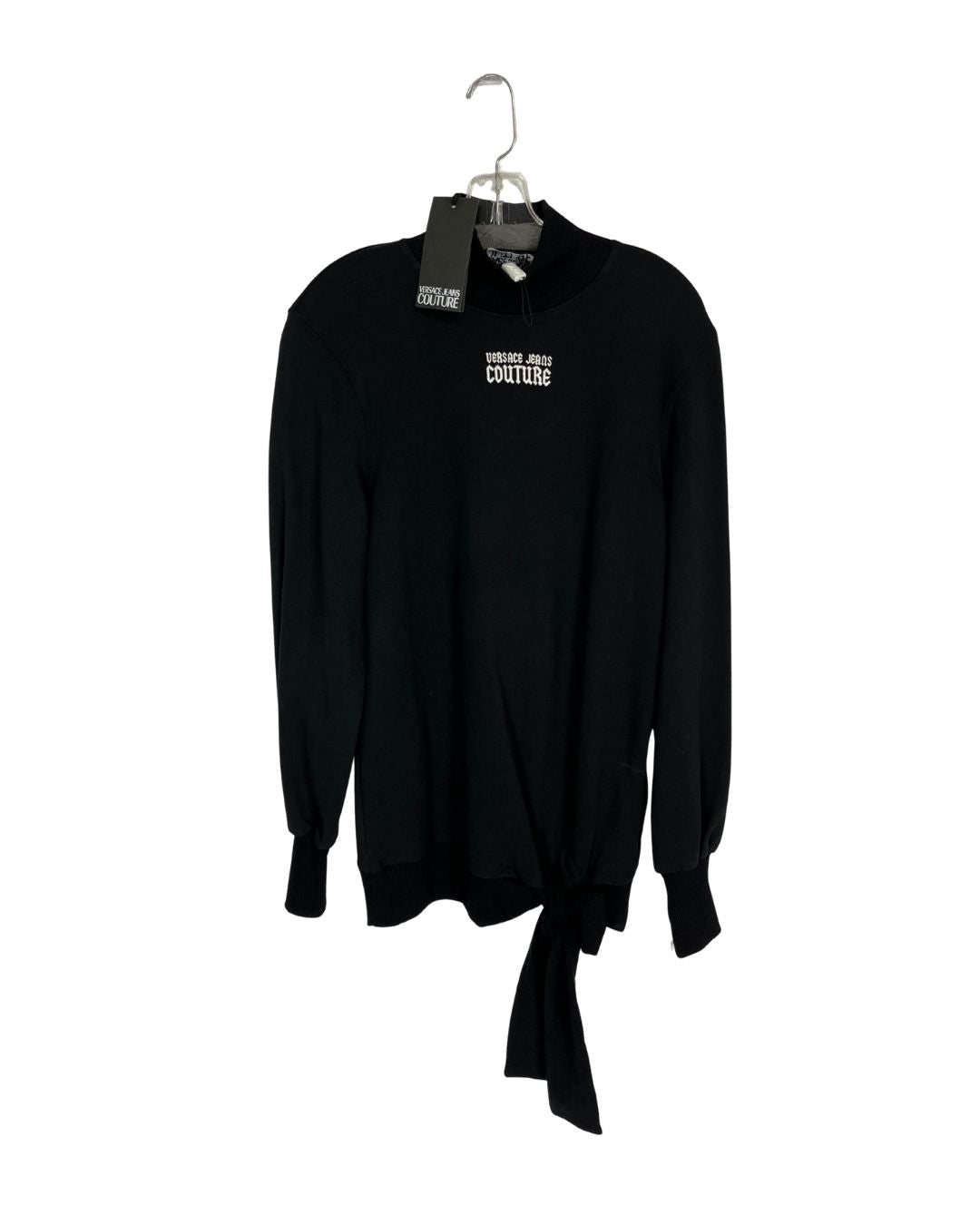 VERSACE Black Logo Print Cotton Mini Dress (Size S)