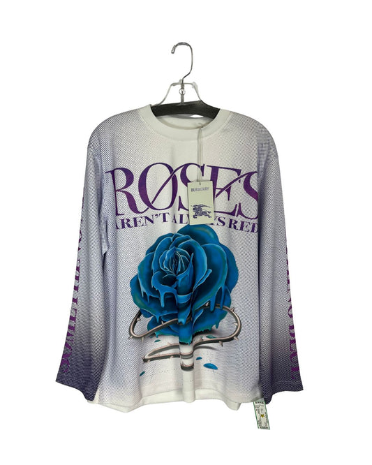 BURBERRY Rose Print Purple Long-Sleeve Top (Size M)