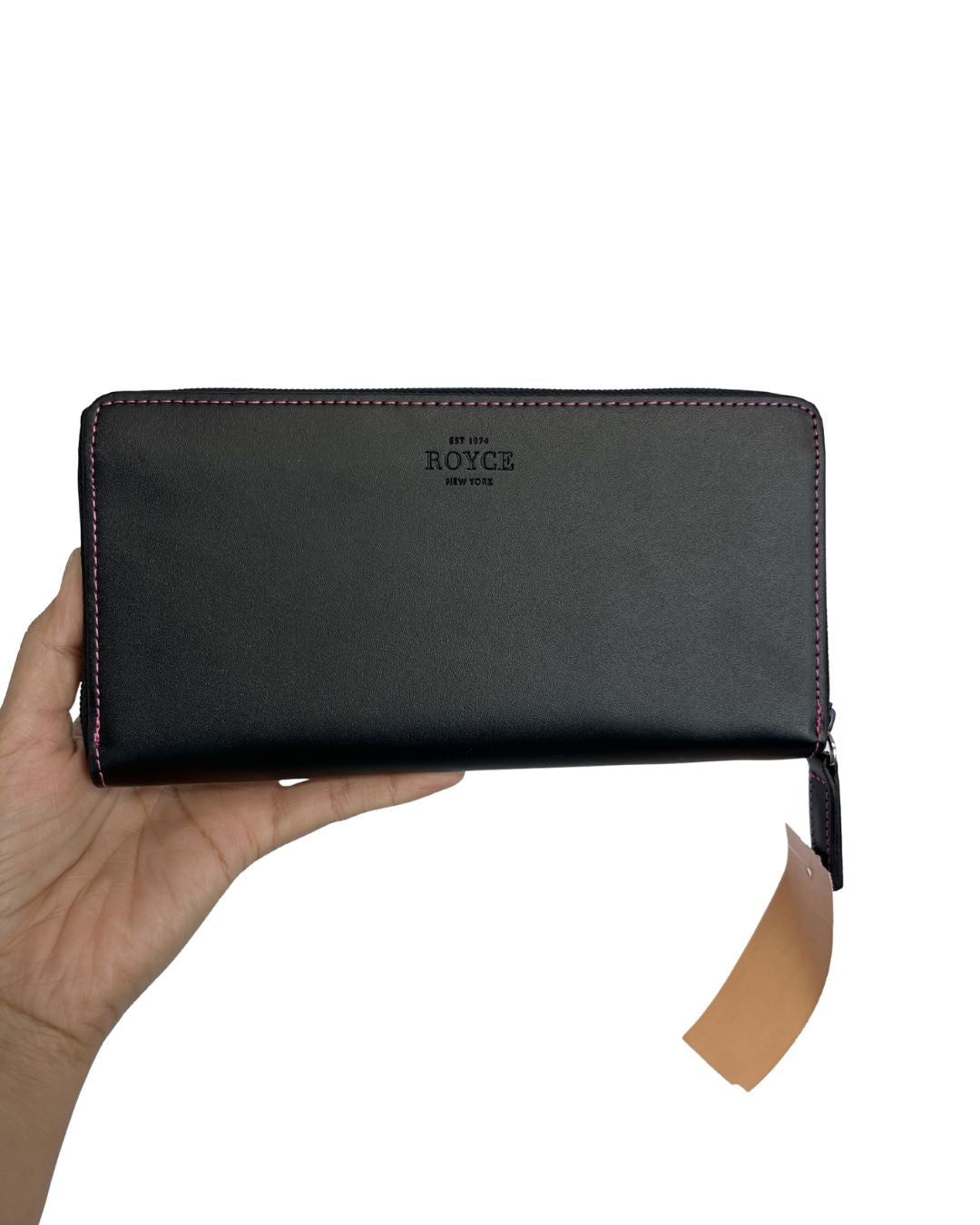 ROYCE Black Leather Zip Wallet