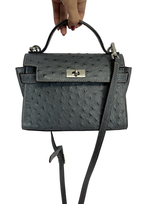 TORNABUONI Gray Ostrich Leather Handbag