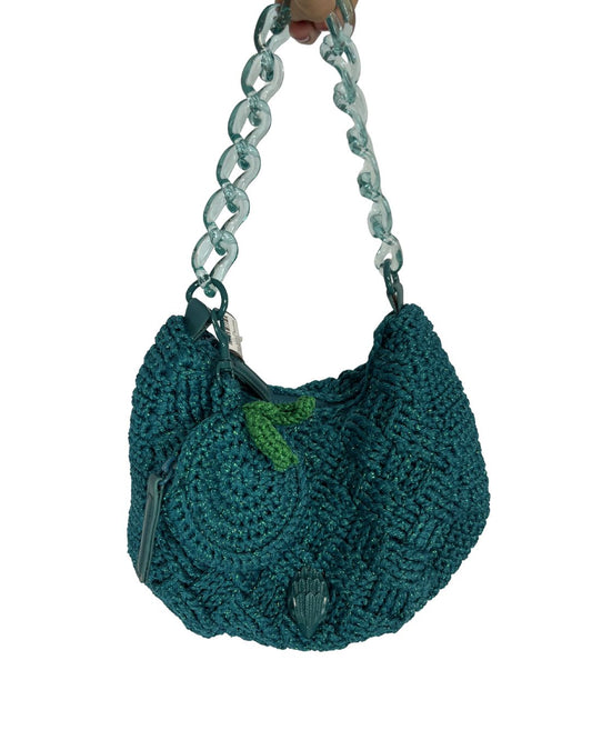 KURT GEIGER London Crochet Teal Handbag