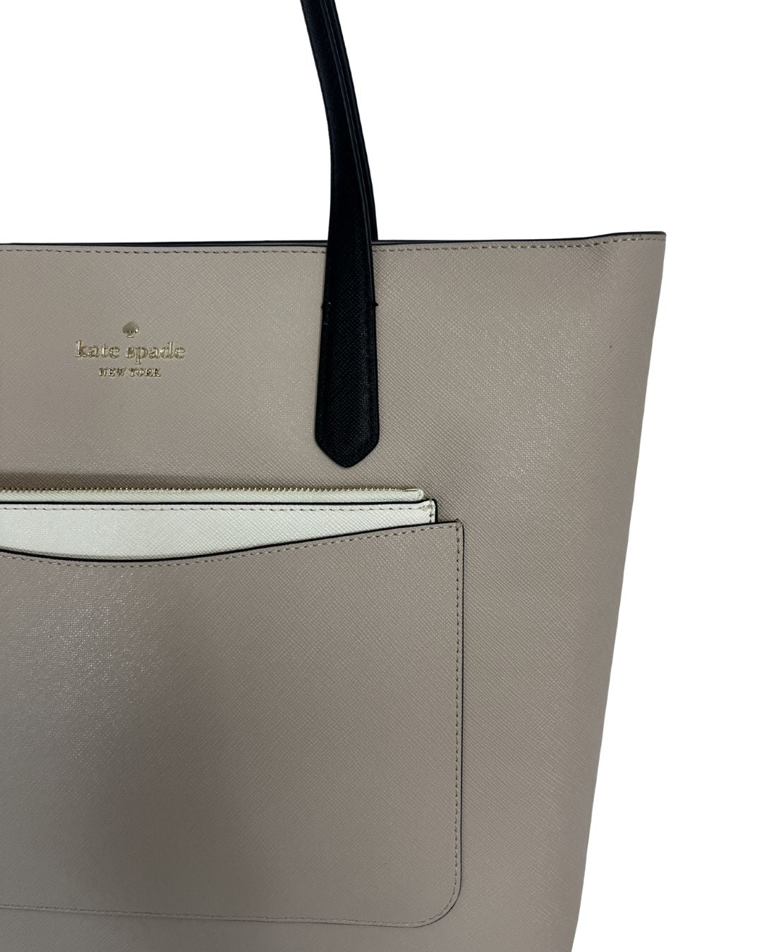 KATE SPADE Staci Colorblock Beige Leather Tote Bag