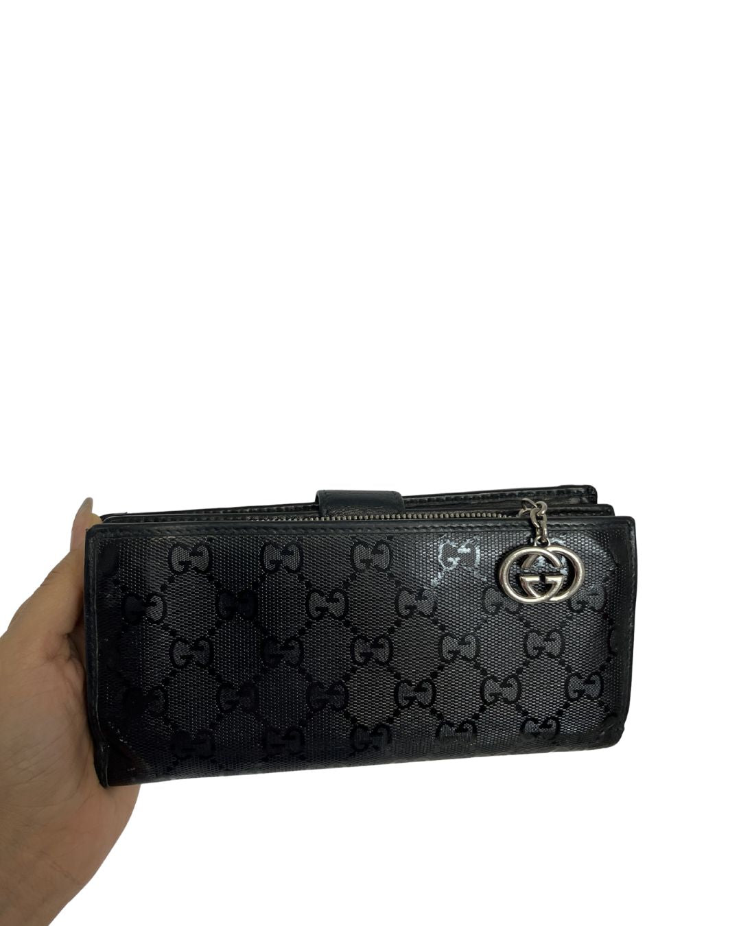 GUCCI Black Monogram GG Imprime Long Wallet