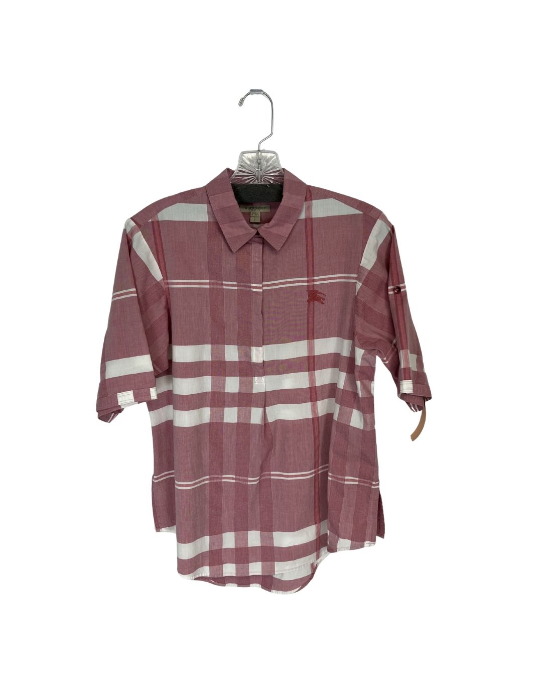 BURBERRY Brit Check Cotton Pink Button Up Shirt (Size S)