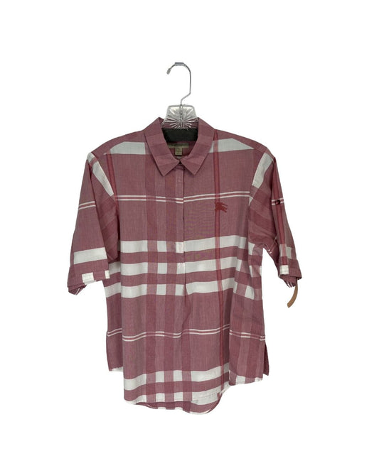 BURBERRY Brit Check Cotton Pink Button Up Shirt (Size S)