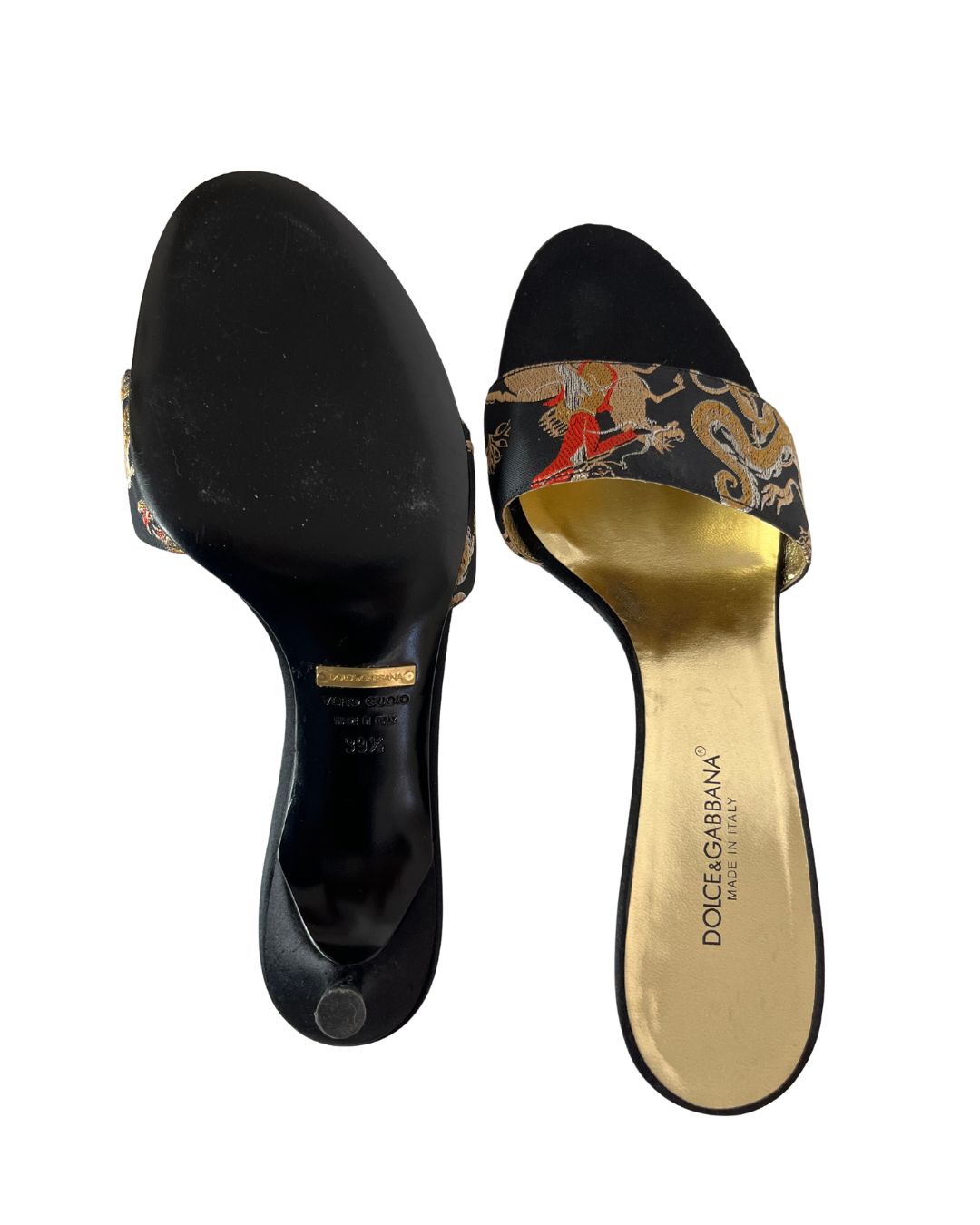 DOLCE & GABBANA Black Print Kitten Heels (Size 9.5)
