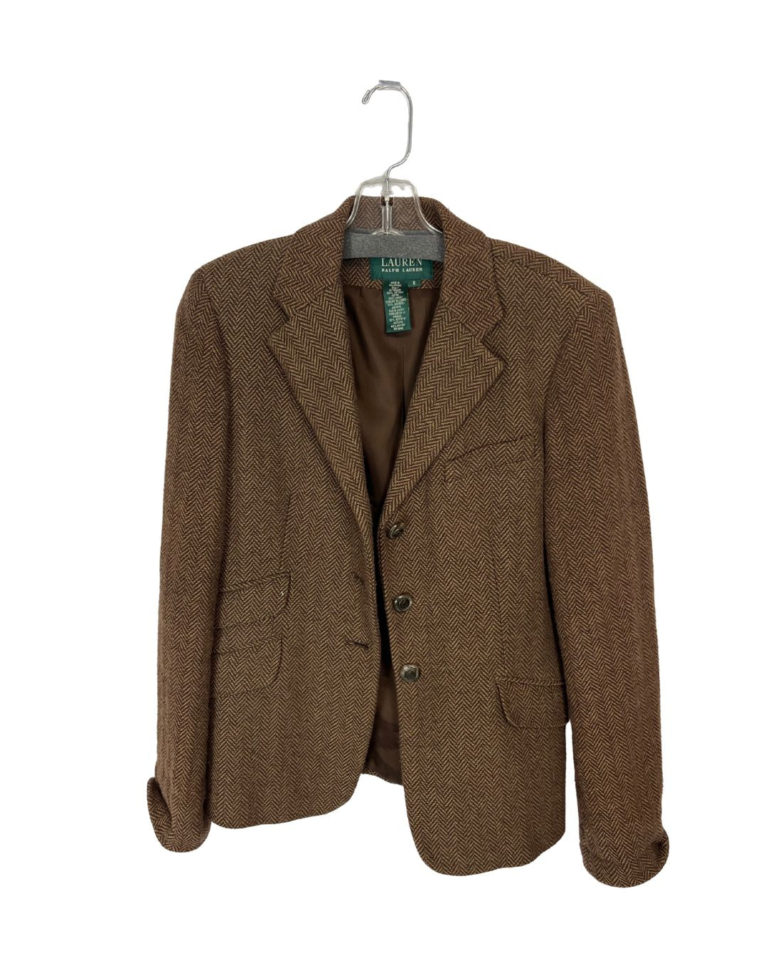 RALPH LAUREN Vintage Brown Print Tweed Blazer (Size 6)