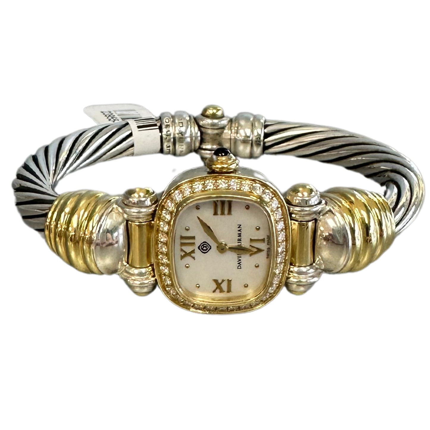 DAVID YURMAN Vintage 18K Yellow Gold Sterling Silver Diamond Watch