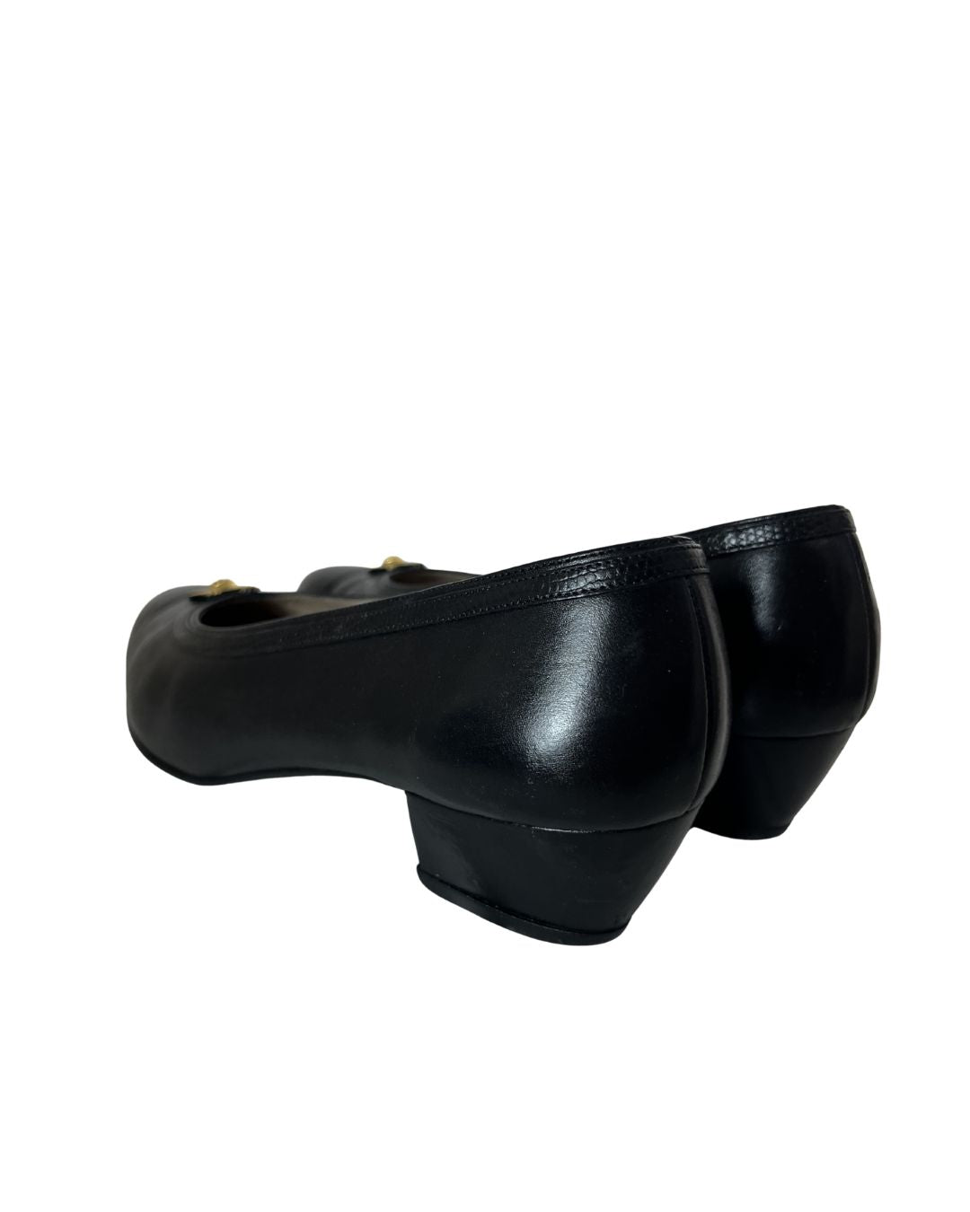 FERRAGAMO Vintage Black Leather Pumps (Size 8)